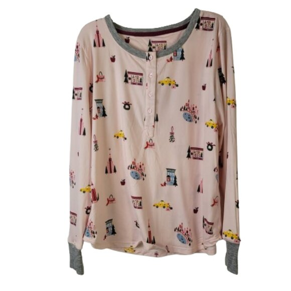 Kate Spade Henley Long Sleeve Pajama Shirt - Picture 1 of 7